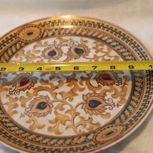 Beautiful Vintage Decorative Plate By Oriental Accent Raised jewels 10in. - Picture 6 of 10